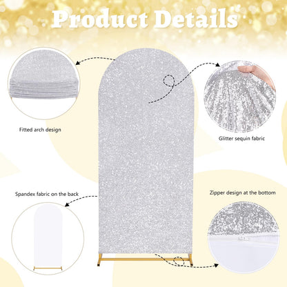 Housses d'arche à paillettes, housses de fond d'arche en élasthanne extensible pour décoration de fête, Halloween, anniversaire et cérémonie