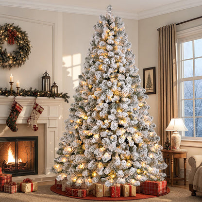 SHareconn 6ft Snow Flocked Spruce Pre-lit Artificial Christmas Tree, White 🍁 All In One Marketplace Canada