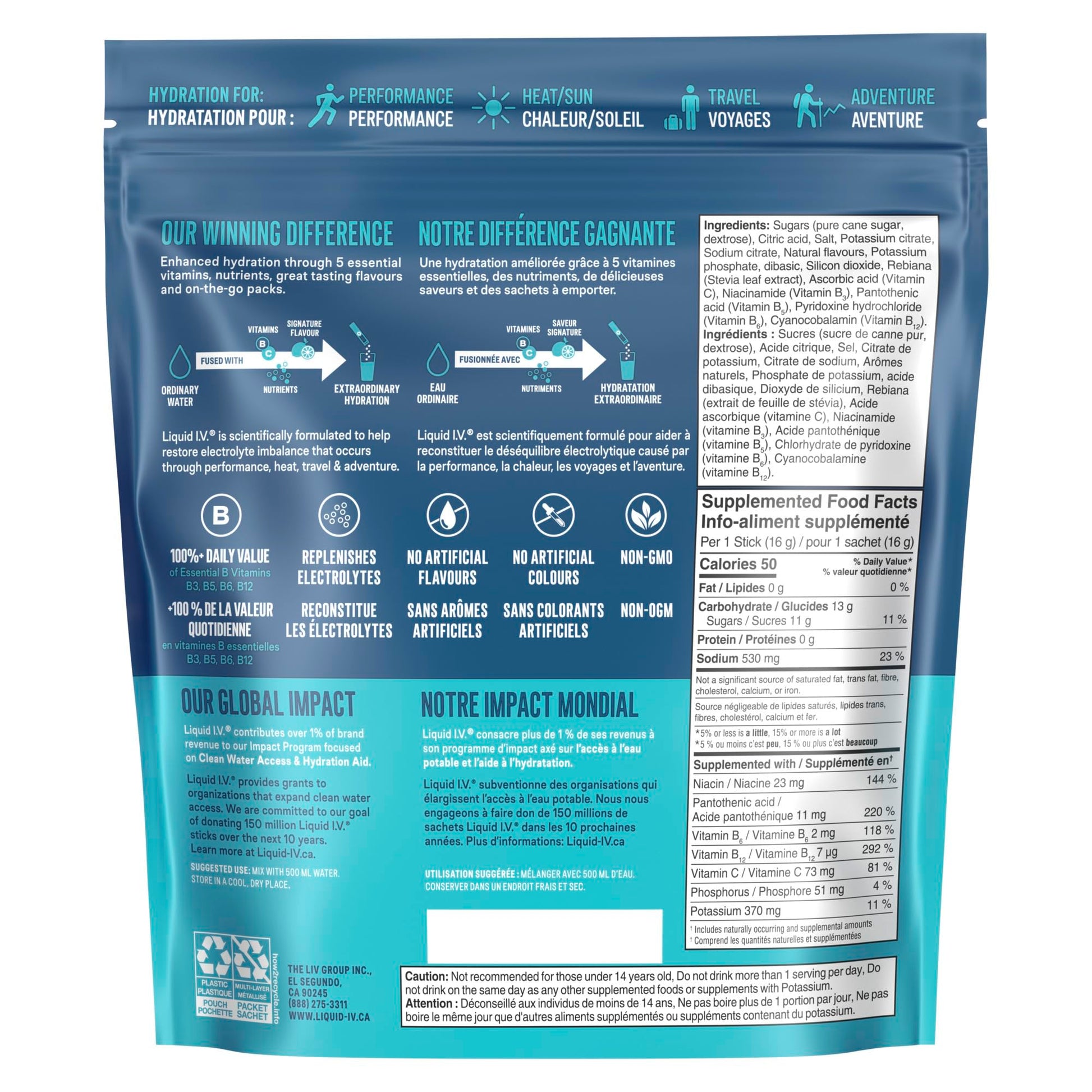Liquid I.V. Hydration Multiplier Electrolyte Drink Mix - Enhanced Hydration Electrolyte Powder with Vitamins B3, B5, B6, B12 and C -18x On-the-go Sticks for Workout and Travel - Passion Fruit