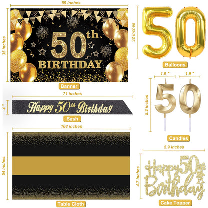 YeohJoy 50th Birthday Decorations for Men Women Black Gold 🍁 All In One Marketplace Canada