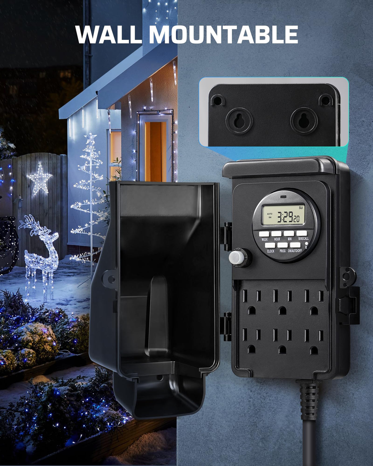 DEWENWILS Outdoor Digital Power Strip Timer, Outdoor Multi Socket Timer, Waterproof 6 Outlet Garden Power Stake, 6ft Cord, for Halloween/Christmas Lights, Yard, Garden, 15A Heavy Duty 🍁 All In One Marketplace Canada