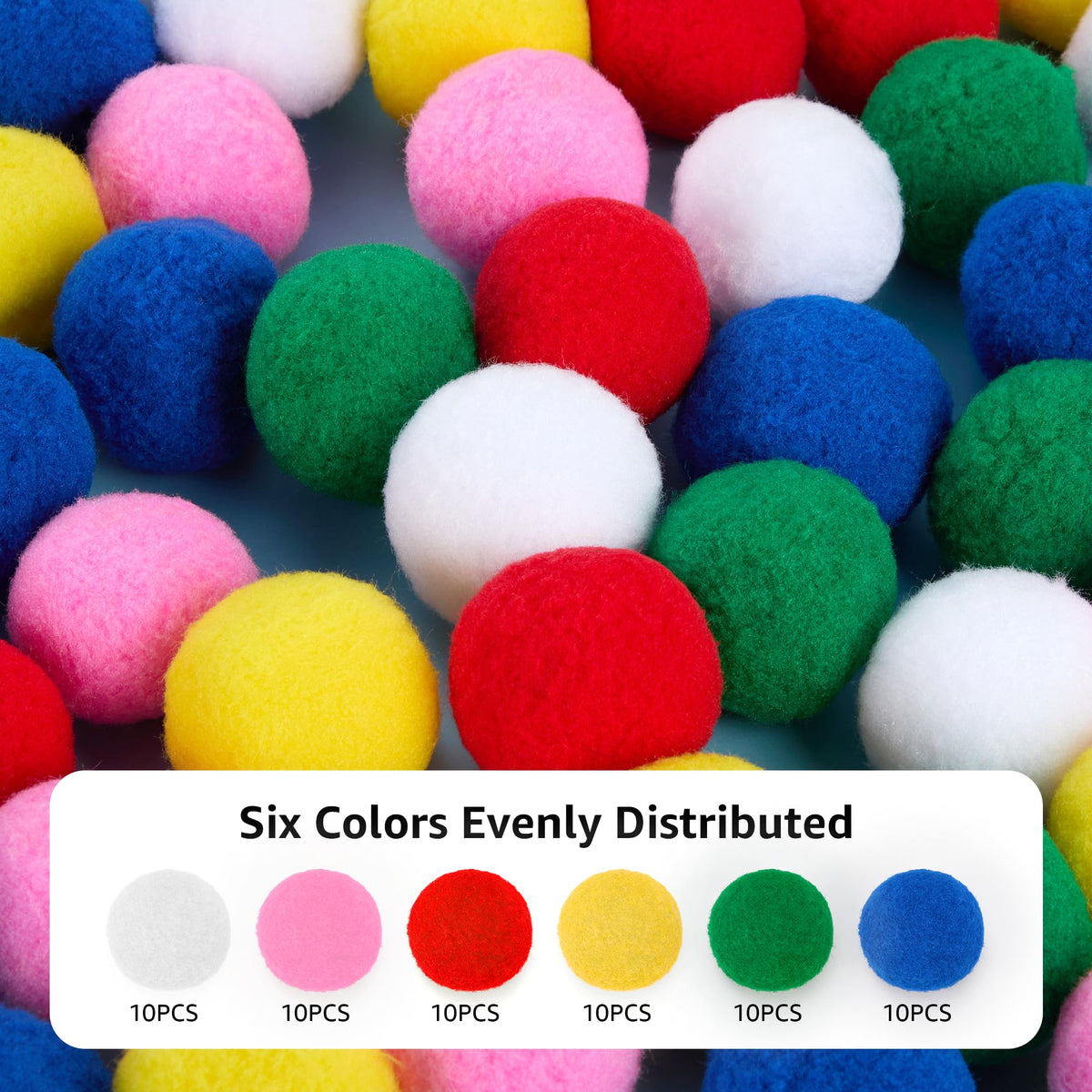 YONOVO 60 Pcs Pom Poms for Crafts, 2 Inch, 6 Vibrant Colors 🍁 All In One Marketplace Canada