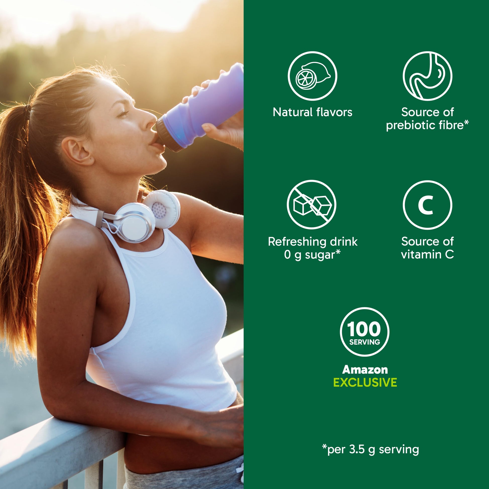 Organika Canadian-Made Electrolytes Powder with Vitamin C & Prebiotic Fibre - Sugar-Free Hydration Drink Mix - Classic Lemonade - 350 g - 100 servings Organika