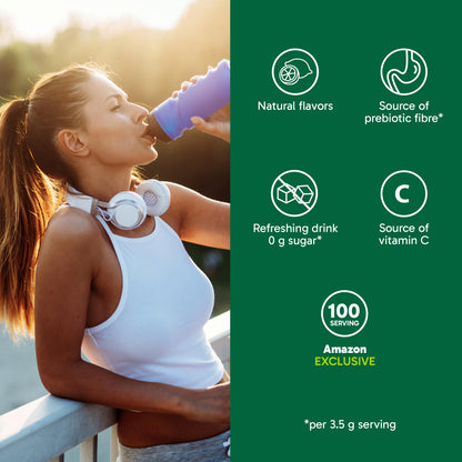 Organika Canadian-Made Electrolytes Powder with Vitamin C & Prebiotic Fibre - Sugar-Free Hydration Drink Mix - Classic Lemonade - 350 g - 100 servings Organika