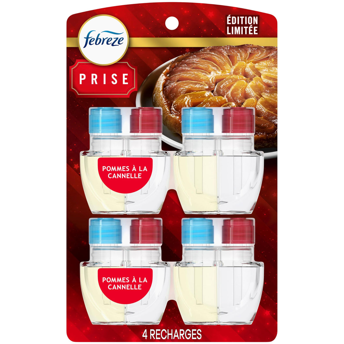 Febreze Plug In Air Freshener, Odor-Fighting Scented Oil Refill, Air Fresheners for Home and Bathroom and Kitchen, Long Lasting for Strong Odors, Baked Cinnamon Apples Scent, 4 Count