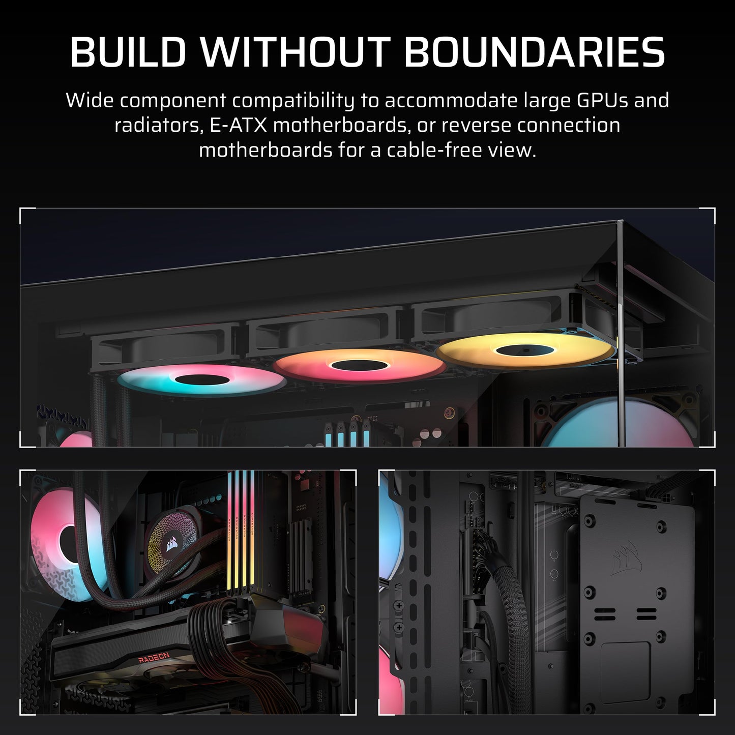 CORSAIR 3500X RS-R ARGB Mid-Tower PC Case – 3X Pre-Installed RS120-R ARGB Fans, GPU Anti-Sag Arm, Fits up to 10x 120mm Fans, Reverse Connection Motherboard Compatible – Black Corsair