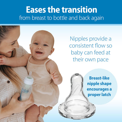 Dr. Brown's Natural Flow Anti-Colic Options+ Narrow Baby Bottle, Pink Floral, 8 oz/250 mL, with Level 1 Slow Flow Nipples, 0m+, 4 Bottles, 4 Units (Pack of 1)