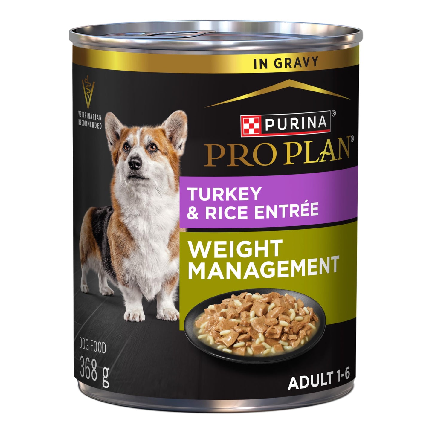 Purina Pro Plan Weight Management Wet Dog Food, Classic Turkey & Rice Entree - 368 g Can (12 Pack) Pro Plan