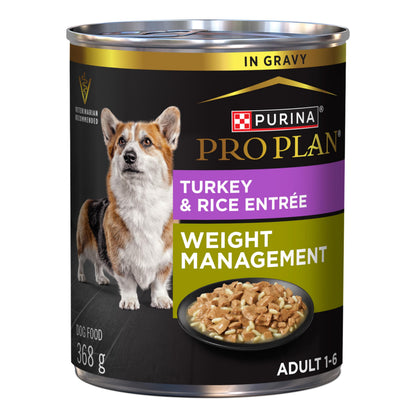 Purina Pro Plan Weight Management Wet Dog Food, Classic Turkey & Rice Entree - 368 g Can (12 Pack) Pro Plan
