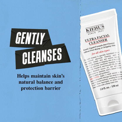 Kiehl's Ultra Facial Cleanser, Lightweight Foamy Facial Cleanser, Enriched Formula that Replenishes Skin Barrier, Gently Exfoliates and Moisturizes, Suitable for All Skin Types - 75ml
