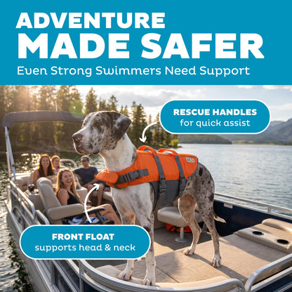 Outward Hound Granby Splash Dog Life Jacket with Handle, Reflective Floating Vest for Swimming & Boating, Maximum Buoyancy, All Skill Levels, Extra-Large Dogs (33–44" Girth), Orange, X-Large 🍁 All In One Marketplace Canada