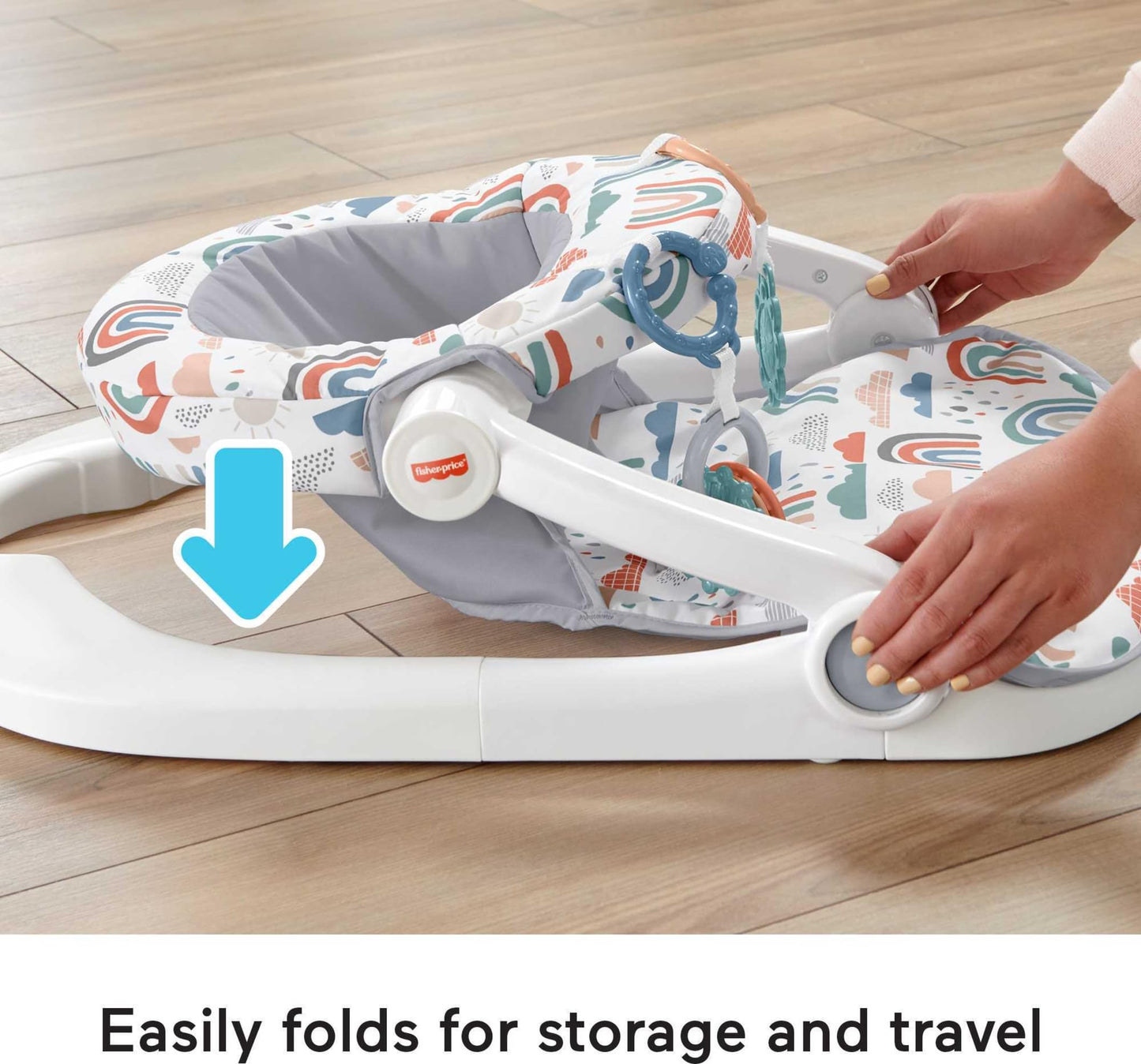 Fisher-Price Portable Baby Chair Sit-Me-Up Floor Seat with Developmental Toys & Machine Washable Seat Pad, Rainbow Showers 🍁 All In One Marketplace Canada