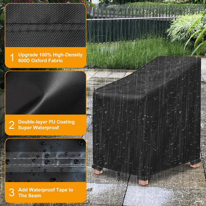 Kipiea 600D Patio Chair Covers Waterproof Winter 2 Pack - Heavy Duty Lawn Outdoor Furniture Chair Covers with Anti UV and No Tears, No Fading (29"W x 30"D x 31"H) 🍁 All In One Marketplace Canada