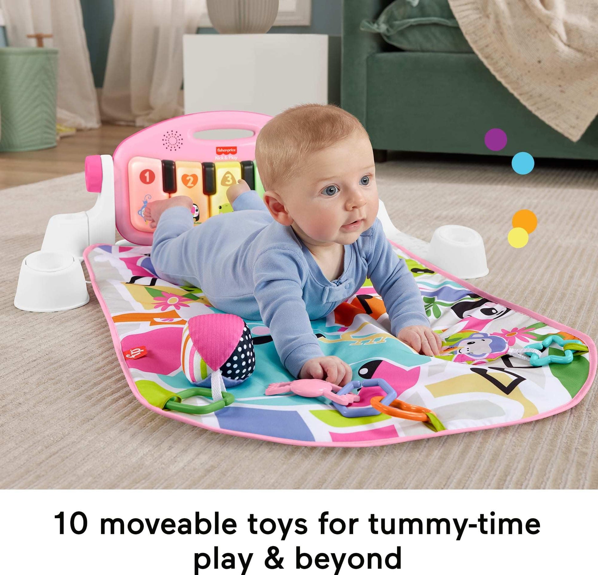 Fisher-Price Glow and Grow Kick & Play Piano Gym, Pink Fisher-Price