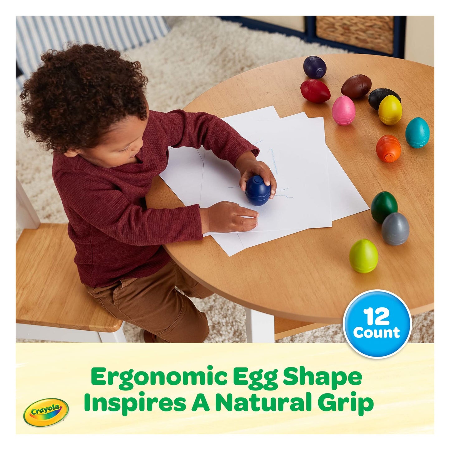 Crayola Egg Crayons (12ct), Jumbo Washable Crayons, Toddlers Crayons, Art Supplies for Kids 12 Months & Up Crayola