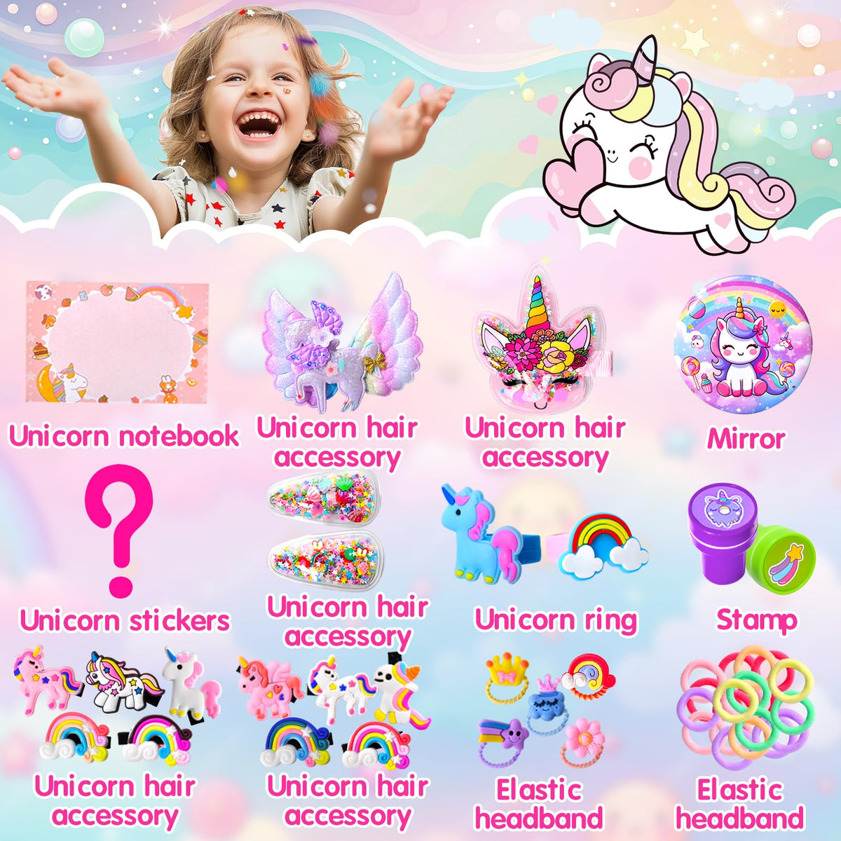 Unicorn Advent Calendar 2026 for Girls, Christmas Countdown Calendar for Kids, with 24 Days Xmas Surprise with Jewellery Bracelet Hair Accessories 🍁 All In One Marketplace Canada
