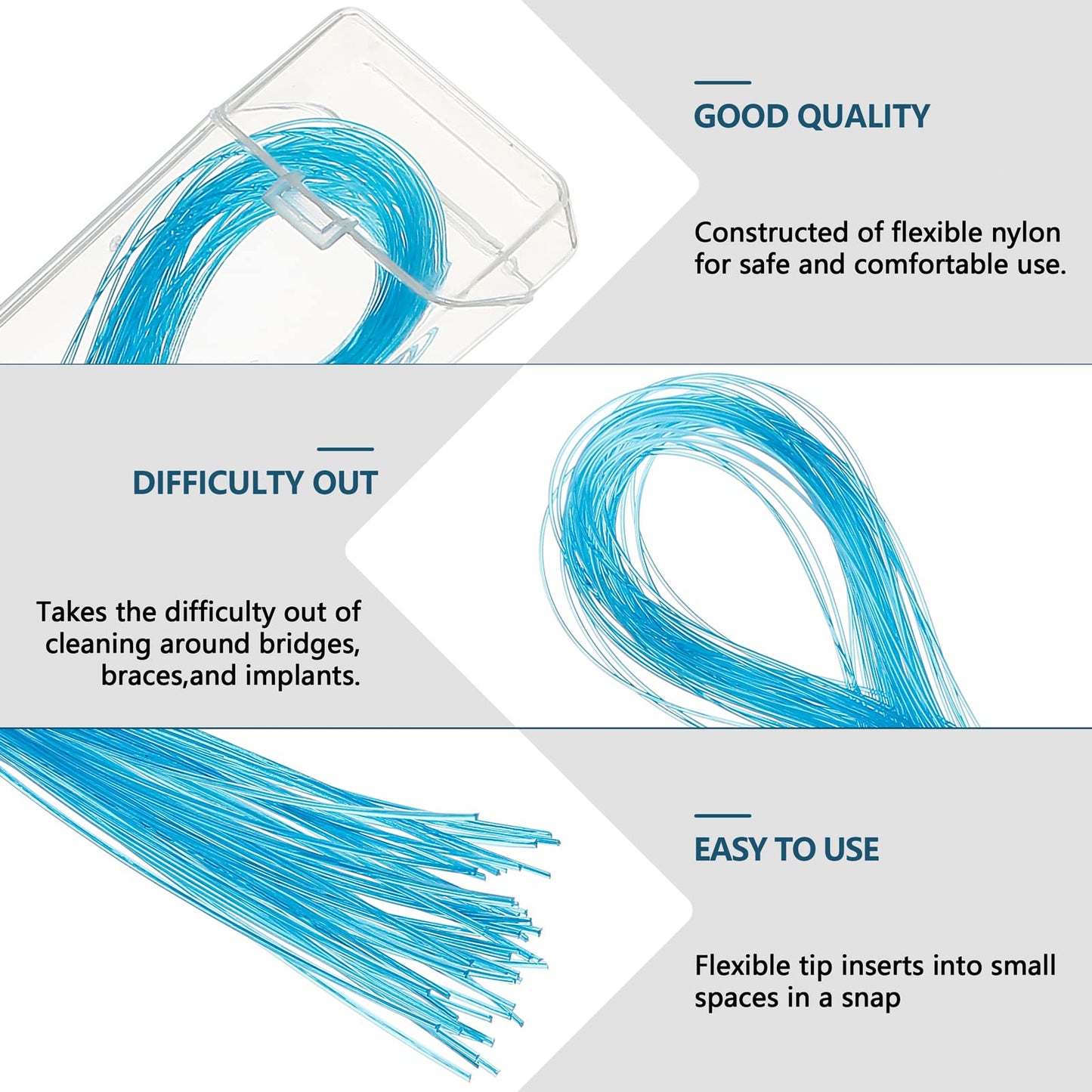 Floss Threaders, Deep Clean Dental Floss Threader for Braces, Bridges, and Implants, Blue - Available at All In One Marketplace Canada