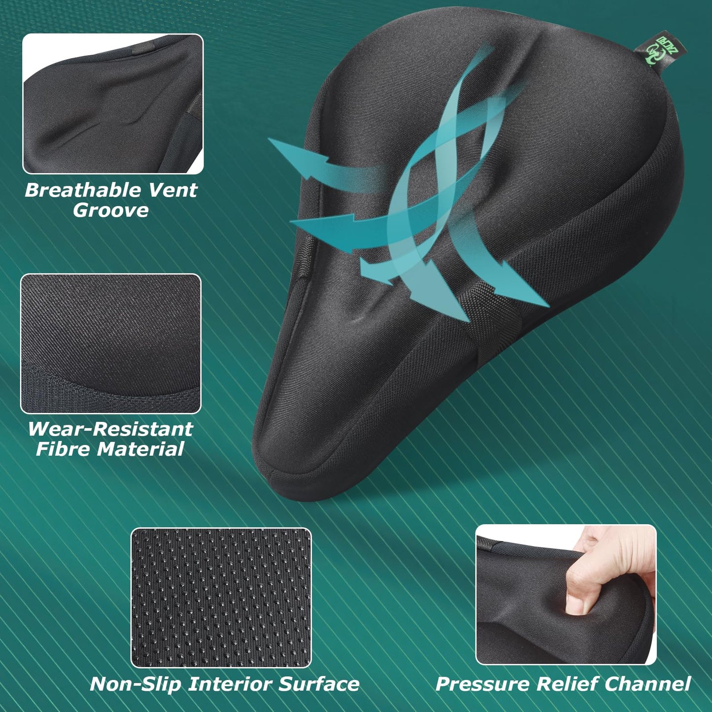 Zacro Gel Bike Seat Cover - Extra Soft Bike Seat Cushion for Men & Women, Padded Exercise Bicycle Seat Cushion Compatible with Peloton, Outdoor & Indoor