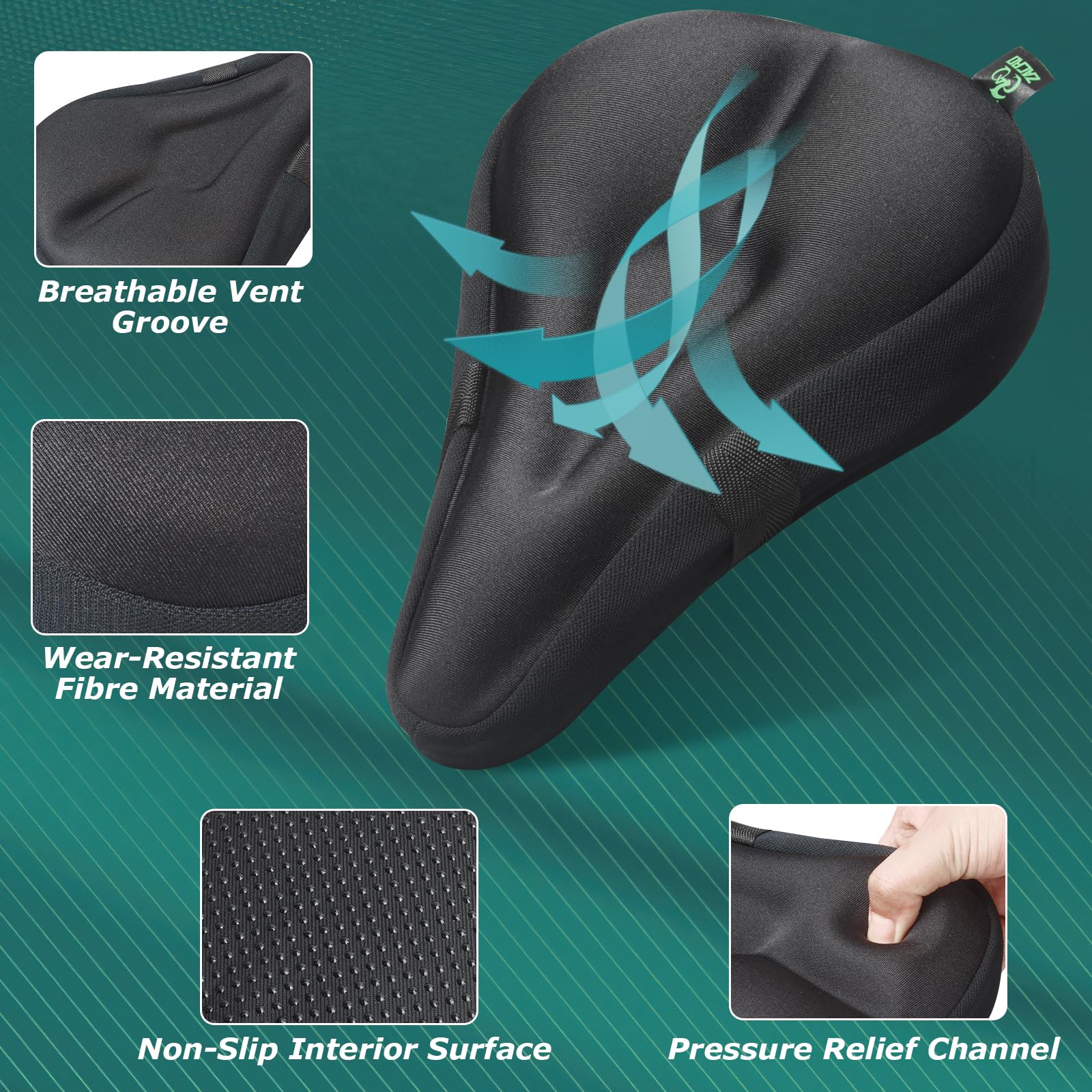 Zacro Gel Bike Seat Cover - Extra Soft Bike Seat Cushion for Men & Women, Padded Exercise Bicycle Seat Cushion Compatible with Peloton, Outdoor & Indoor