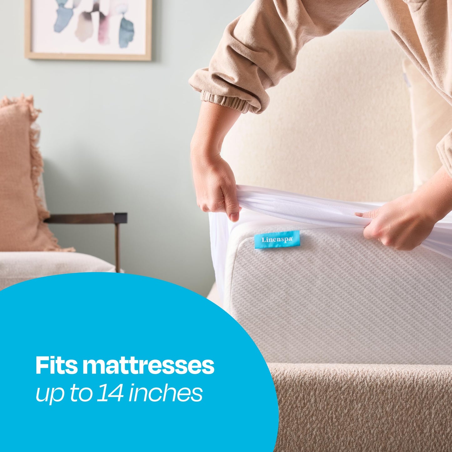 LINENSPA Premium Smooth Fabric Mattress Protector - 100% Waterproof - Hypoallergenic - Top Protection Only - Vinyl Free - Full 🍁 All In One Marketplace Canada