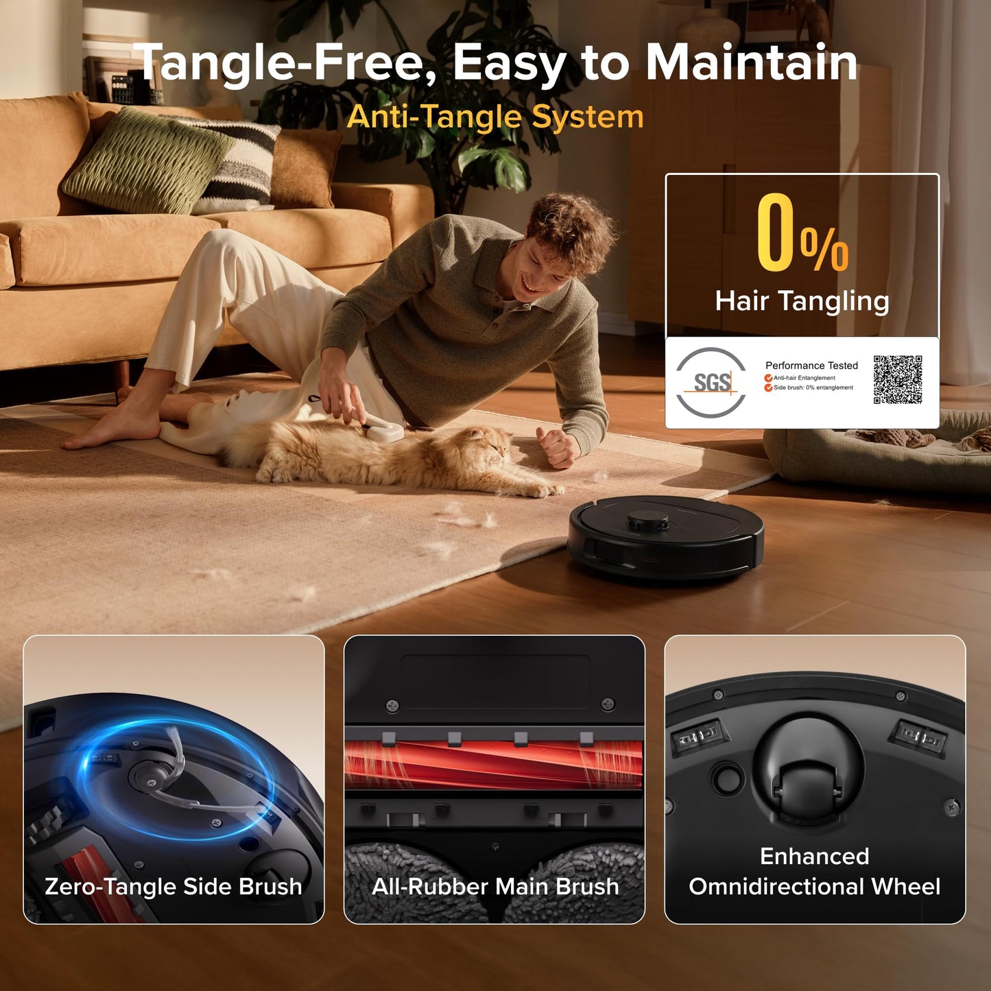 Roborock 2026 New Qrevo S Pro Robot Vacuum and Mop, 18,500Pa Suction, Anti-Tangle Brushes, Reactive AI Obstacle Recognition, 75℃ High-Temp Washing, 10mm Mop Lifting, Self-Emptying and Refilling