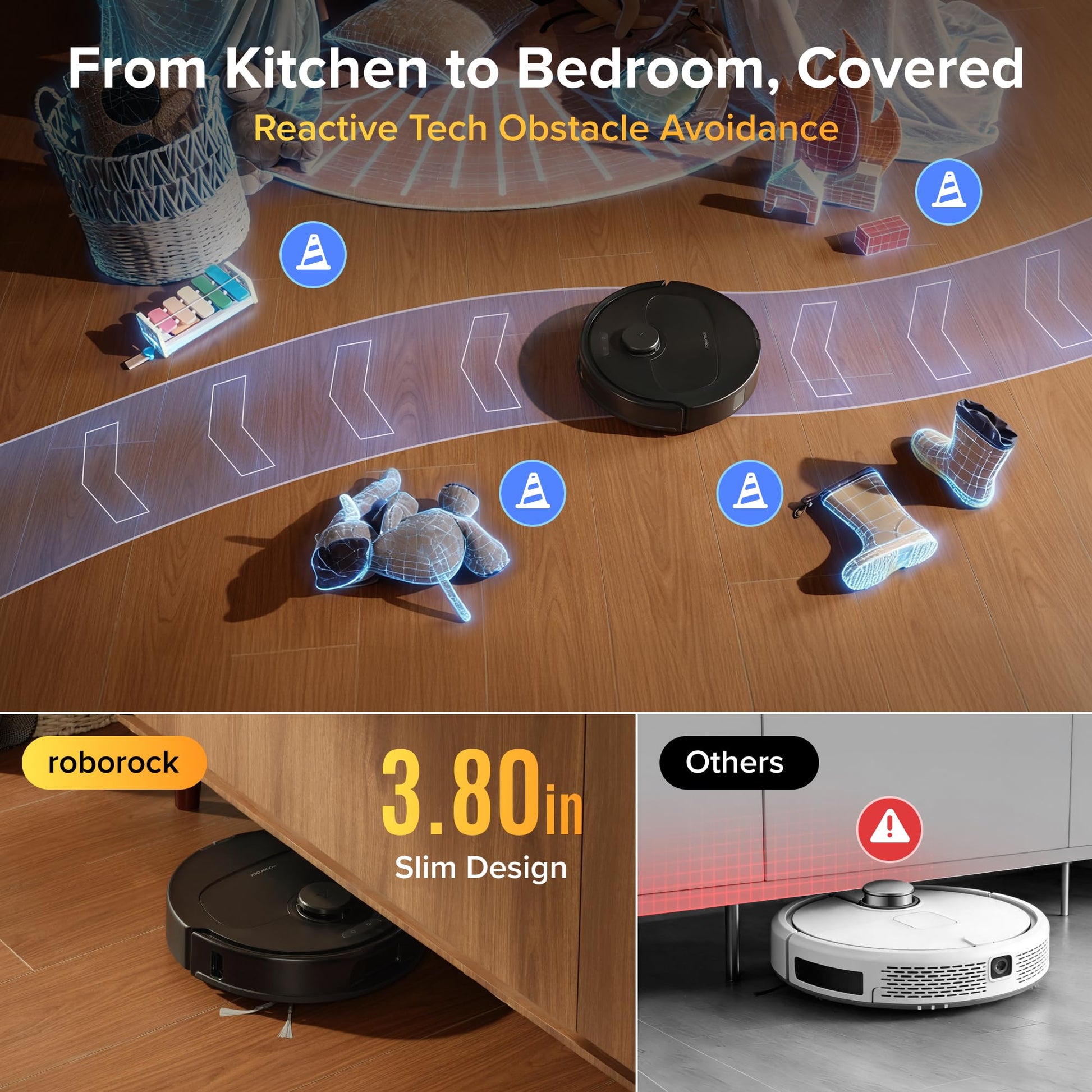 Roborock 2026 New Qrevo S Pro Robot Vacuum and Mop, 18,500Pa Suction, Anti-Tangle Brushes, Reactive AI Obstacle Recognition, 75℃ High-Temp Washing, 10mm Mop Lifting, Self-Emptying and Refilling