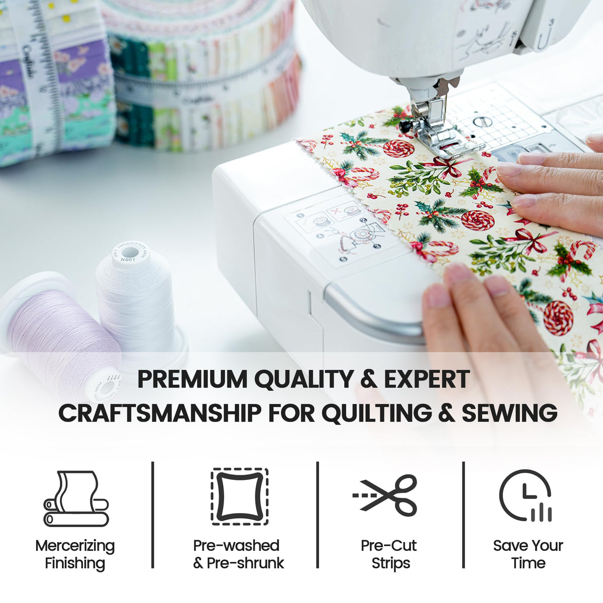 Craftido-20 Options-100% Cotton Jelly Roll Fabric Precut Strips for Quilting, Crafting, and Sewing, 40 Strips 2.5" x 44" Assorted Bundles for Rugs, Quilts, DIY Crafts and Home Decor-Winter Christmas 🍁 All In One Marketplace Canada