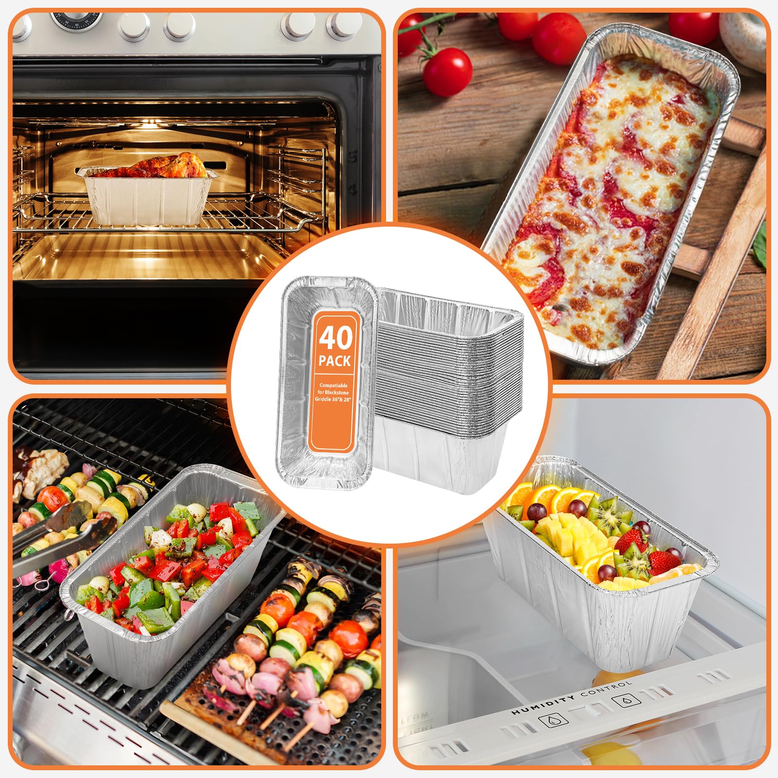 Rushare 40 Pack Drip Pan Liners for Blackstone 17"/22"/30"/28"/36" Griddle, Grease Cup Liners for Blackstone 5017, Disposable Aluminum Foil Drip Pan Liner, 8 x 3.7 Inch - Available at All In One Marketplace Canada