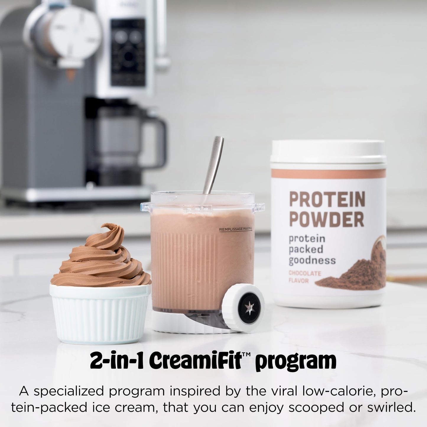Ninja CREAMi Swirl Ice Cream and Soft Serve Maker, Sorbet, Milkshake, Frozen Yogurt, Low Calories Program & More, 13-in-1, Soft Serve Handle & (2) CREAMi Swirl 16oz Pints, For Kids & ALL ages, NC701C - Available at All In One Marketplace Canada