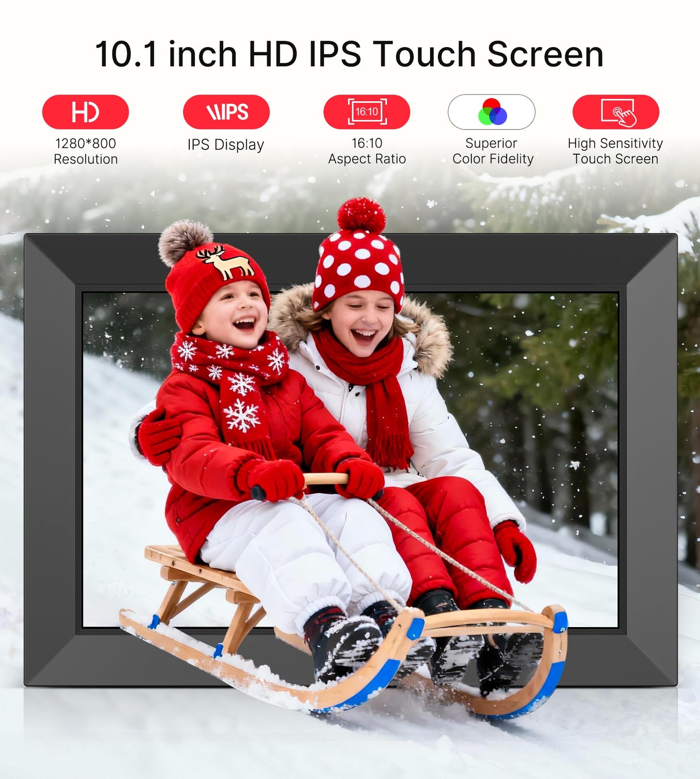 Frameo 10.1 Inch WiFi Digital Picture Frame, 1280x800 HD IPS Touch Screen Photo Frame Electronic, 32GB Memory, Auto-Rotate, Wall Mountable, Share Photos/Videos Instantly via Frameo App from Anywhere
