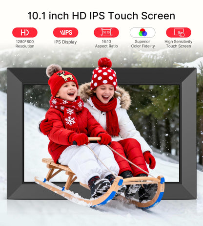 Frameo 10.1 Inch WiFi Digital Picture Frame, 1280x800 HD IPS Touch Screen Photo Frame Electronic, 32GB Memory, Auto-Rotate, Wall Mountable, Share Photos/Videos Instantly via Frameo App from Anywhere