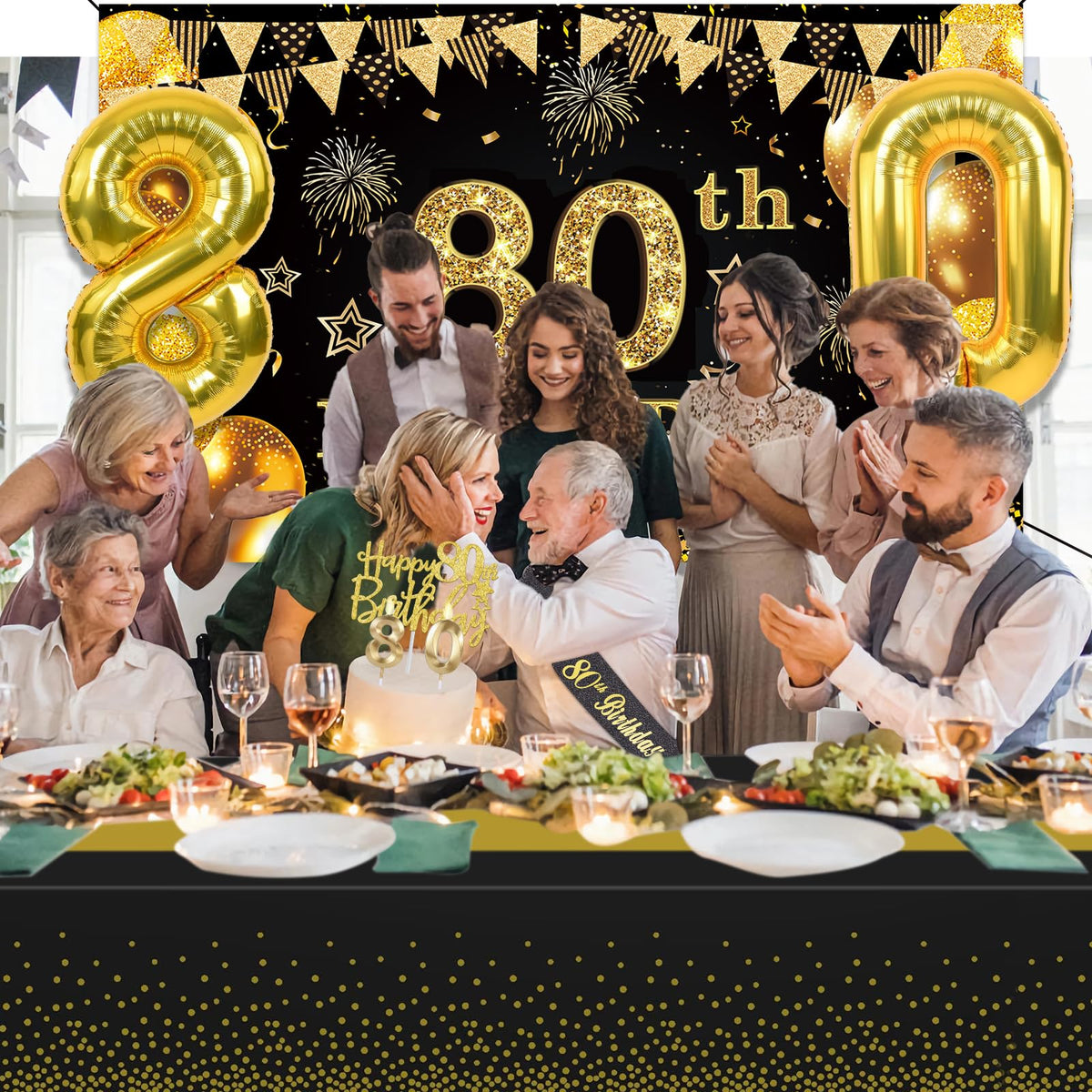 YeohJoy 80th Birthday Decorations for Men Women Black Gold 🍁 All In One Marketplace Canada