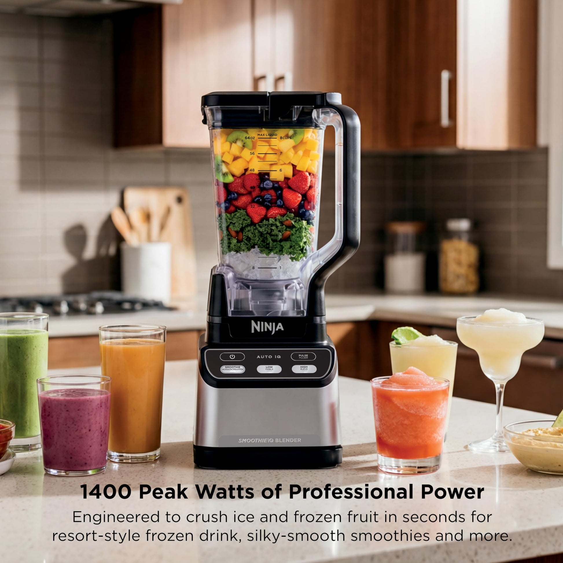 Ninja Professional Blender 2.0, 1400W, 72 oz Pitcher, Auto-iQ Smoothie Program, Total Crushing Blades for Ice & Frozen Drinks, BPA-Free, Dishwasher Safe, CCO750BSL (Canadian Version) - Available at All In One Marketplace Canada