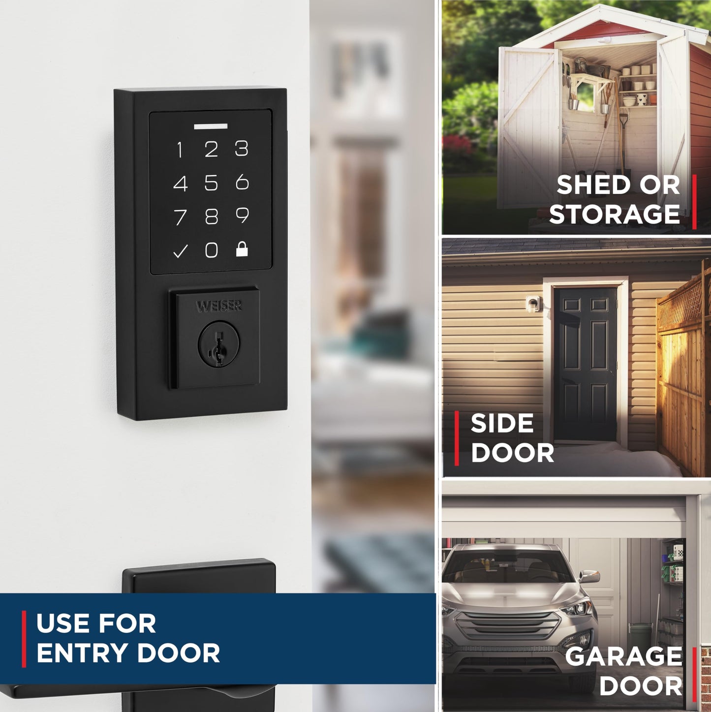 Weiser SmartCode Matte Black Keyless Entry Door Lock/Deadbolt Lock, 10-Button Touchpad Door Lock with Backlit Keypad, Up to 50 User Codes, Electronic Door Locks for Front Door, Modern Home Décor Weiser