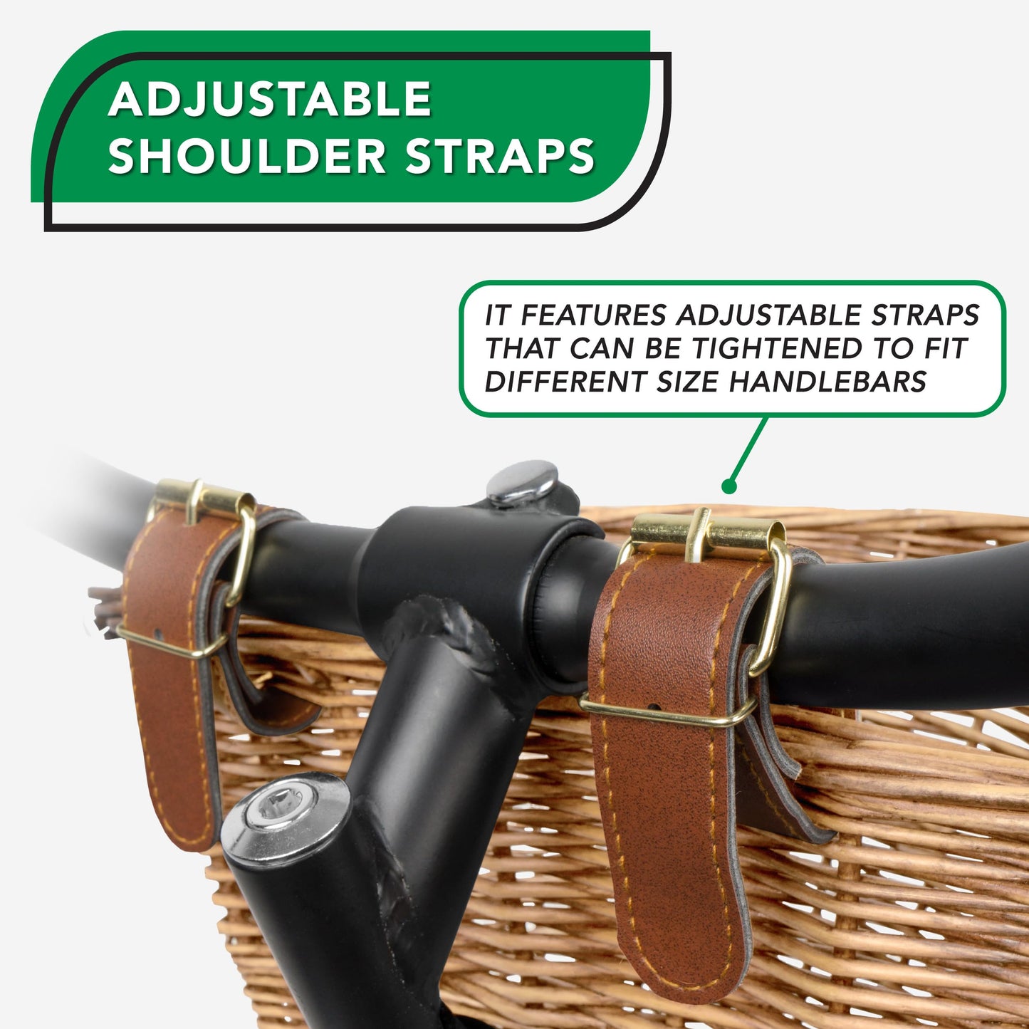 ProSource Wicker Bike Basket Front Cargo for Women and Men, Fits Most Bicycles, Beach Cruisers, Stationary Equipment, and Ebikes, Light Brown ProSource