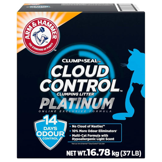 ARM & HAMMER Platinum Cat Litter Cloud Control, Extra Strength with 14 Days of Odour Control, Multi-Cat Clumping Cat Litter with Hypoallergenic Light Scent, Value Size 16.78kg (Pack of 1)