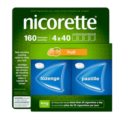 Nicorette 4mg Nicotine Lozenges Fruit, Quit Smoking Aid, 160 Count