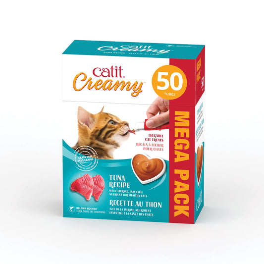 Catit Creamy Tuna Lickable Cat Treats, Mega Pack, 50 Tubes (750 g) - Available at All In One Marketplace Canada
