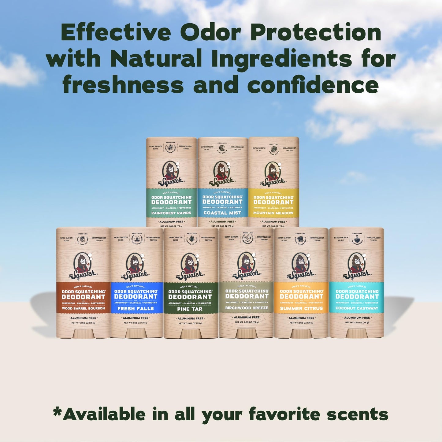 Dr. Squatch Natural Men’s Deodorant – Aluminium Free Natural Deodorant For Men with Charcoal & Postbiotics for 72-Hour Odor Protection – Wood Barrel Bourbon, 2.65oz Stick (2-pack) - Available at All In One Marketplace Canada