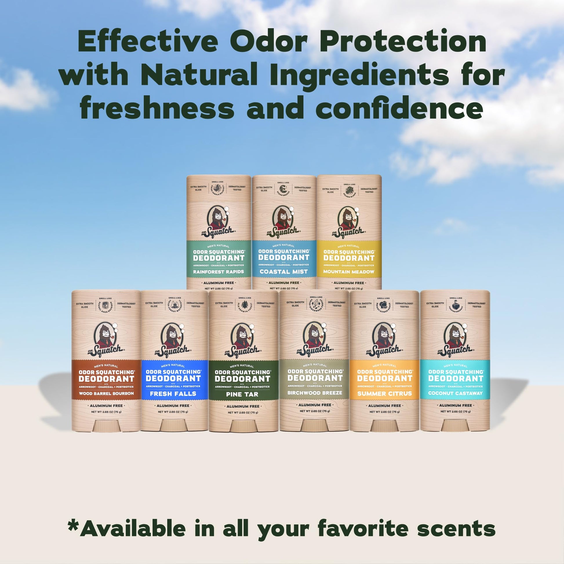 Dr. Squatch Natural Men’s Deodorant – Aluminium Free Natural Deodorant For Men with Charcoal & Postbiotics for 72-Hour Odor Protection – Wood Barrel Bourbon, 2.65oz Stick (2-pack) - Available at All In One Marketplace Canada