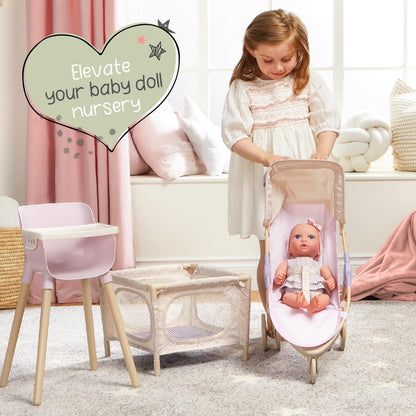 LullaBaby Baby Doll Stroller, Foldable Star-Print Toy Stroller, Accessory LullaBaby