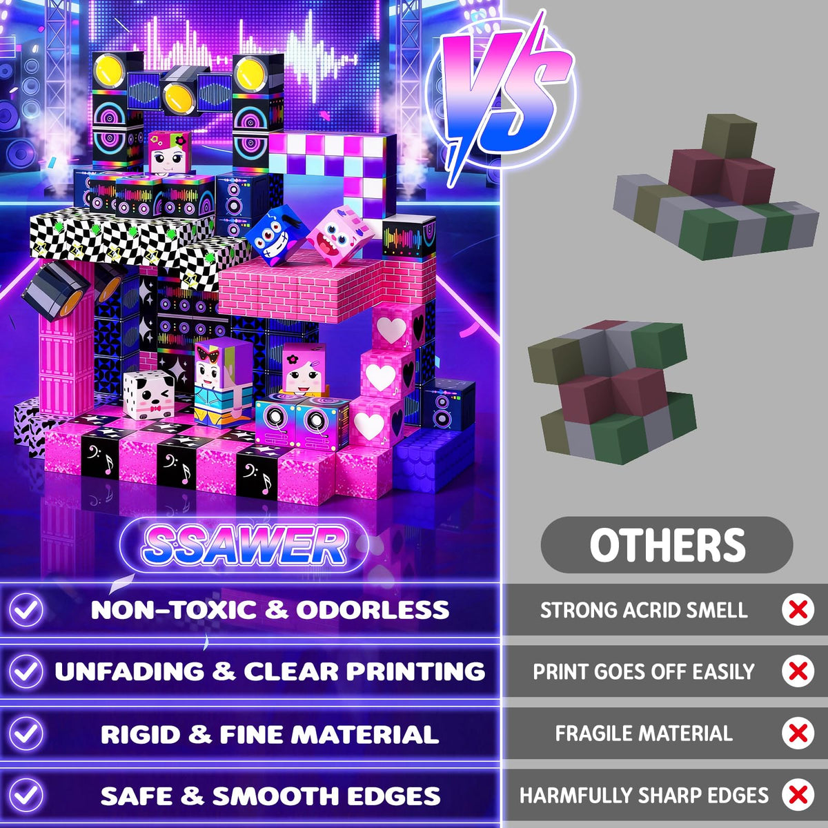 SSAWER Magnetic Blocks, 100PCS Toys Building Blocks Cubes Gifts for Girls 🍁 All In One Marketplace Canada