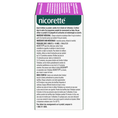 Nicorette 4mg Nicotine Inhaler – Clinically Proven Quit Smoking Aid with Hand-to-Mouth Action, Helps Reduce Cravings & Withdrawal, NRT for Adults Quitting Cigarettes, 42 Cartridges - Available at All In One Marketplace Canada