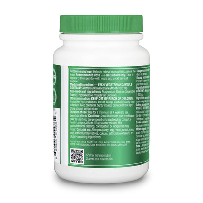 Organika MSM - Joint Support and Inflammation Relief Supplement | Supports Healthier Joints, Bones and Cartilage | Stronger Hair, Skin and Nails | Potent Antioxidant | 1,000mg of MSM - 90 vcaps Organika