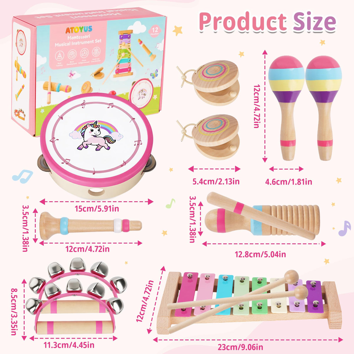 ATOYUS Musical Instruments for Toddlers 1-3, Unicorn Montessori Music Toys 🍁 All In One Marketplace Canada