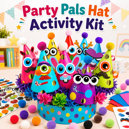 24 Pcs Party Hats Birthday Activity Kit with Stickers. Kids Fun Arts & Crafts, Party Favor, Game Supplies, Christmas Decors 🍁 All In One Marketplace Canada