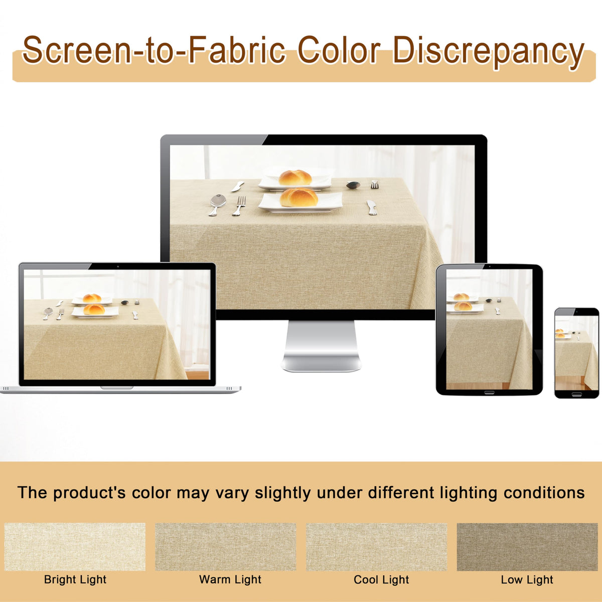 JIUZHEN 54 x 80 Inch Faux Linen Rectangle Tablecloth - Wrinkle and Stain Resistant Washable Table Cloth for Kitchen Dining Room Holiday Table Cover for Party Dinner Outdoor Picnic, Beige 🍁 All In One Marketplace Canada