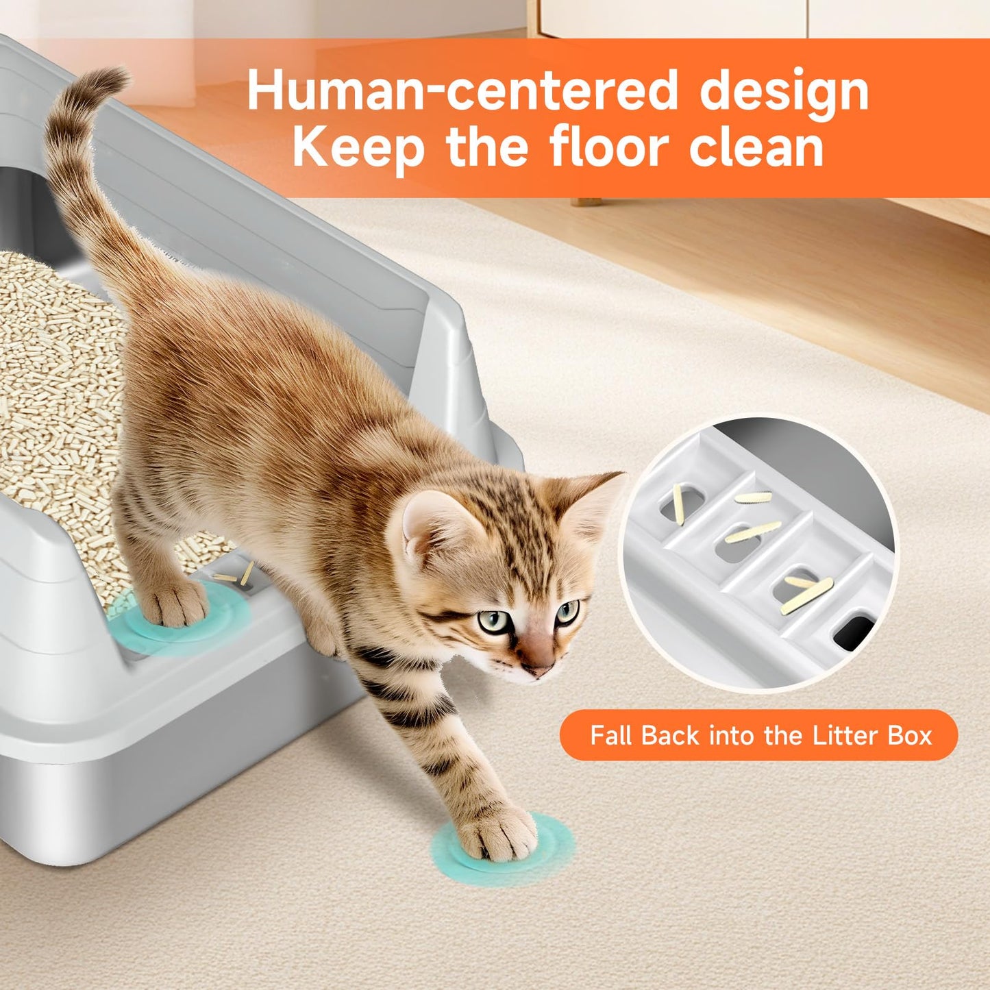 Stainless Steel Cat Litter Box, Odor Free Metal Litter Box with High Sides Lid, Open Top Low Entry Litter Pan Include Scoop Easy Cleaning Anti-Scratch Kitty Cat Box Anti-Urine Leakage, Non-Sticky - Available at All In One Marketplace Canada