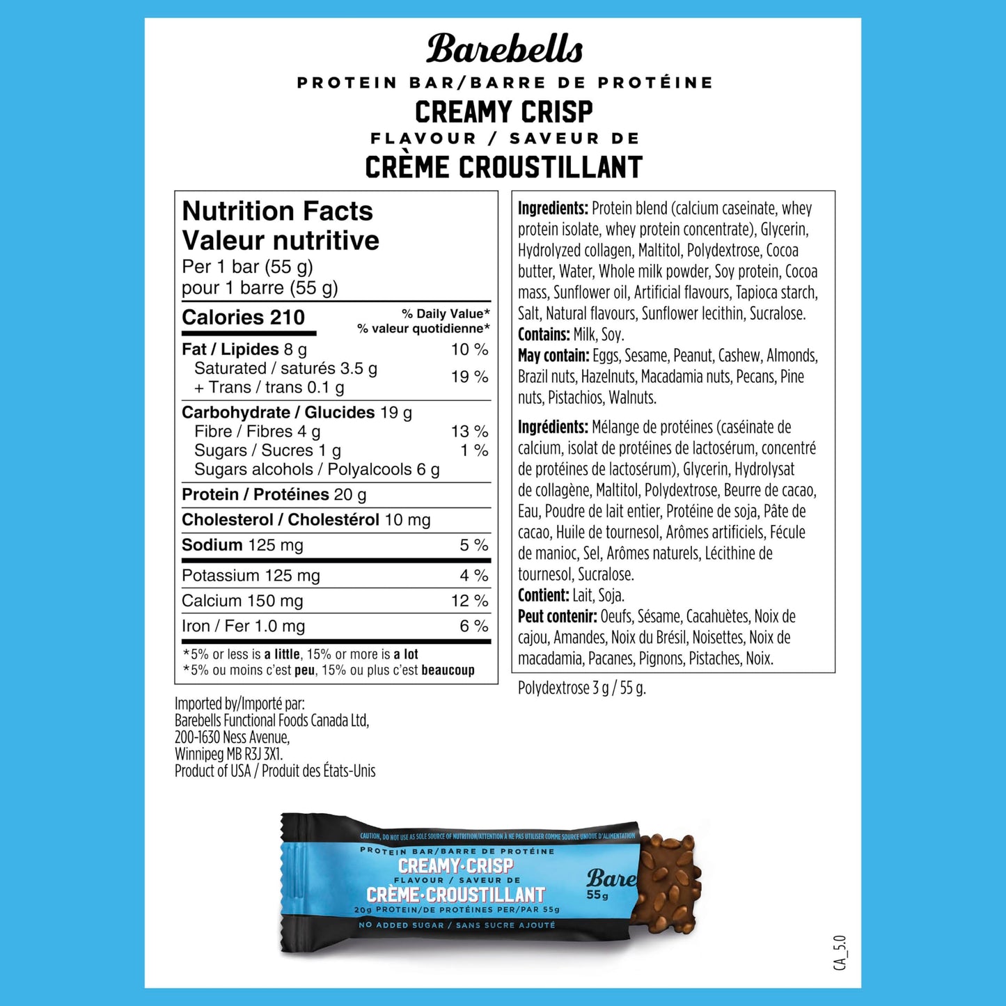 Barebells Creamy Crisp Protein Bars - 12 Pack, 1.94oz Each with 20g Protein & 1g Sugar