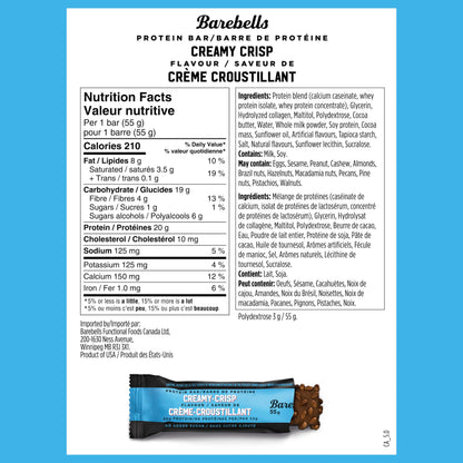 Barebells Creamy Crisp Protein Bars - 12 Pack, 1.94oz Each with 20g Protein & 1g Sugar